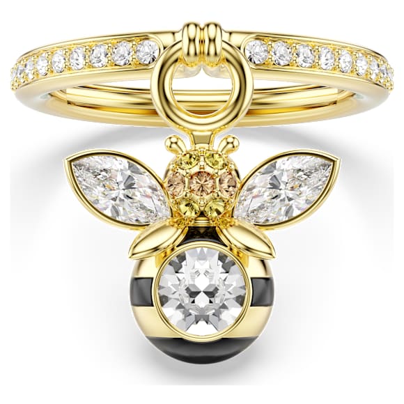 Prstan z motivom Idyllia, Mešani rezi, Čebela, Večbarven, V videzu 18-karatnega zlata - Swarovski, 5748152