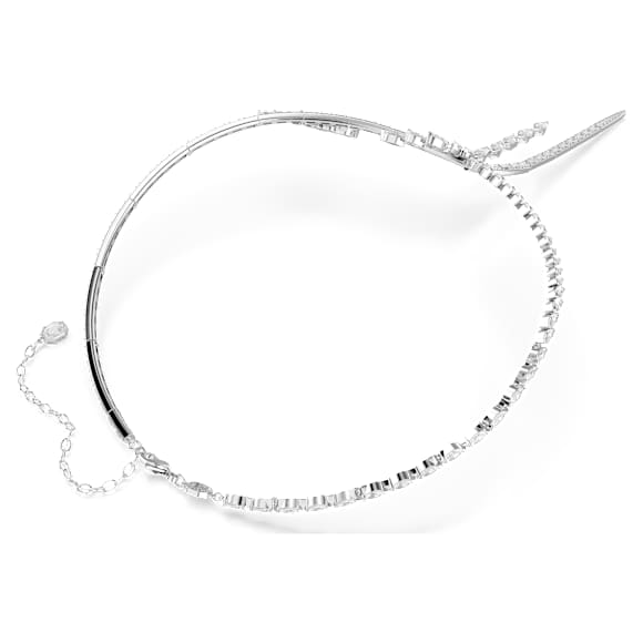 Náhrdelník Y Mesmera, Různé výbrusy, Bílá, Pokoveno rhodiem - Swarovski, 5748652