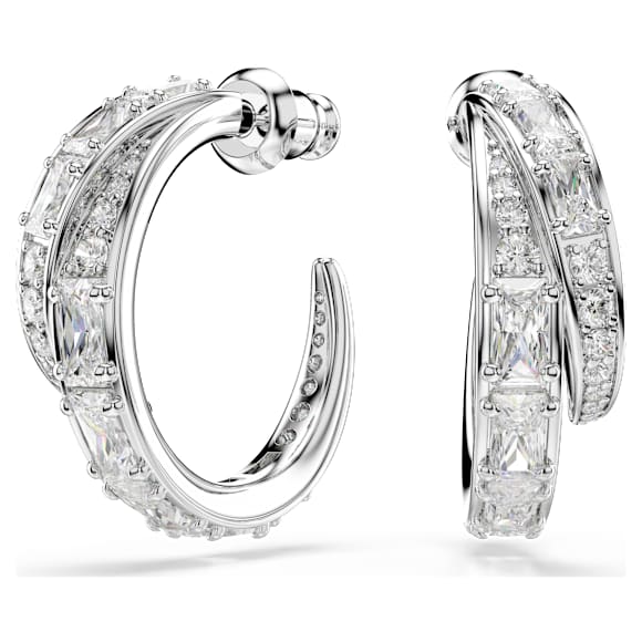 Vienna karika fülbevaló, Vegyes metszés, Fehér, Ródium bevonattal - Swarovski, 5749069