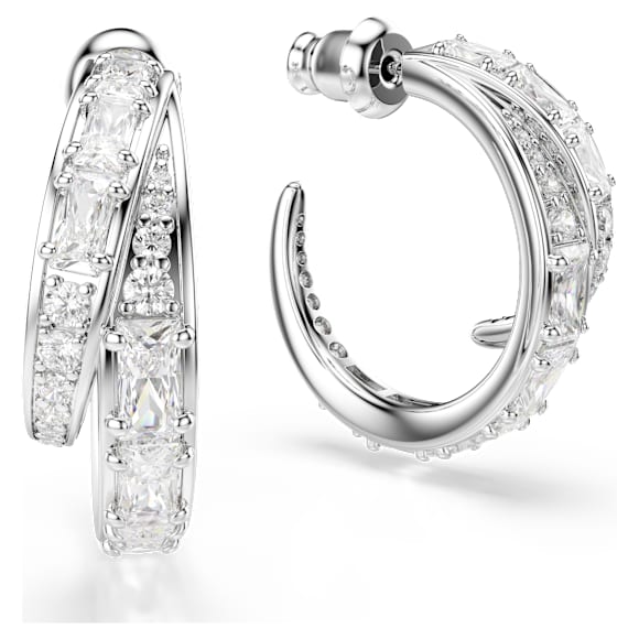 Pendientes de aro Vienna, Tallas mixtas, Blancos, Baño de rodio - Swarovski, 5749069