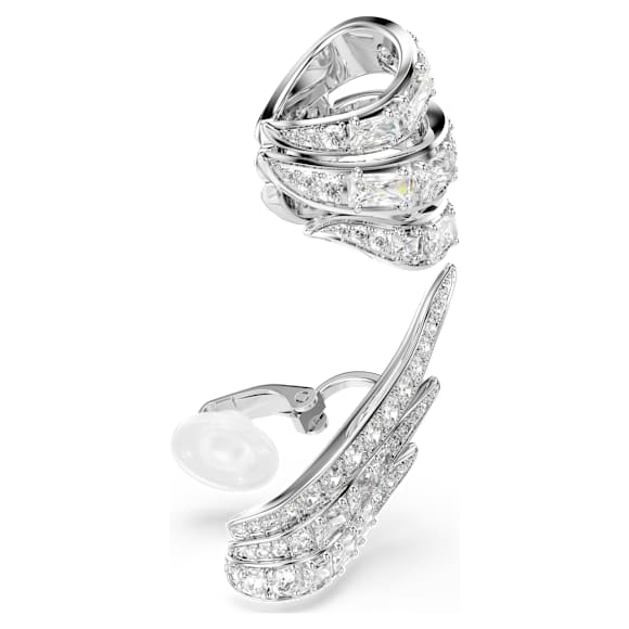Vienna ear cuffs, Verschillende slijpvormen, Zwaan, Wit, Rodium toplaag - Swarovski, 5749071