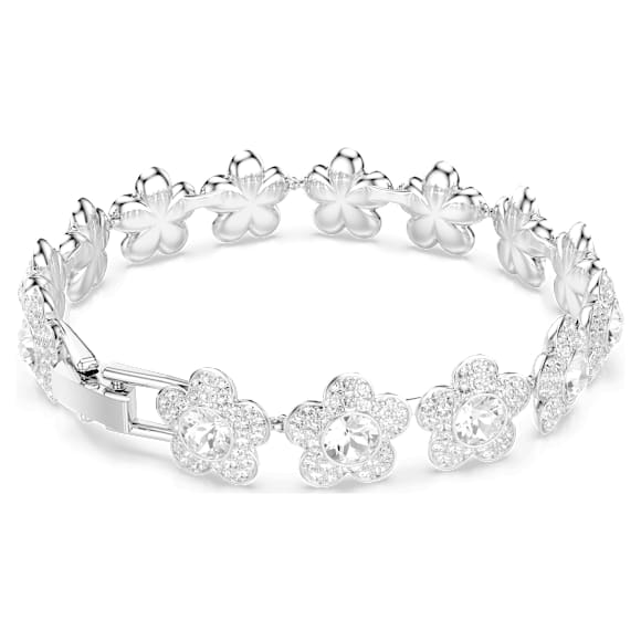 Náramek Ariana Grande x Swarovski, Kulatý výbrus, Květina, Bílá, Pokoveno rhodiem - Swarovski, 5749182