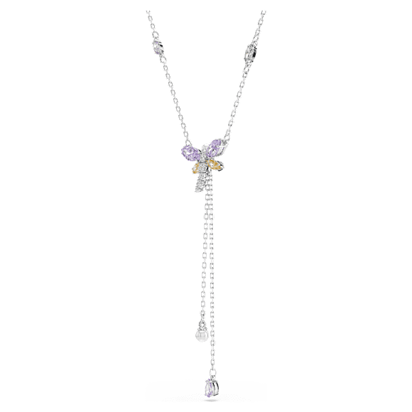 Ariana Grande x Swarovski สร้อยคอรูปตัว Y, ผสมผสานเหลี่ยมเจียระไนหลายหลายรูปแบบ, แมลงปอ, หลากสี, เคลือบโรเดียม - Swarovski, 5749183