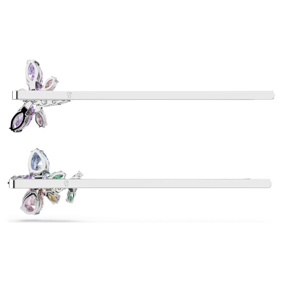 Ariana Grande x Swarovski 髮夾, 混合式切割, 蜻蜓、花朵, 彩色, 鍍白金色 - Swarovski, 5749186