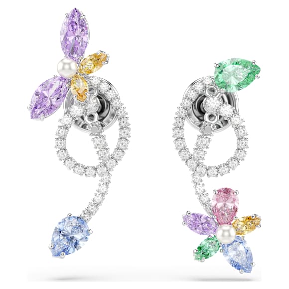Pendientes de gota con adorno para pendientes Ariana Grande x Swarovski, Tallas mixtas, Libélula, flor, Multicolor, Baño de rodio - Swarovski, 5749190