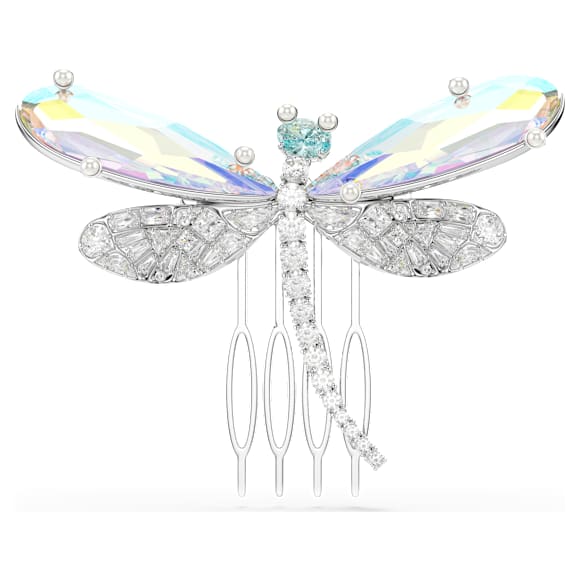 Ariana Grande x Swarovski Brosch och håraccessoar, Kristallpärla, Blandade slipningar, Trollslända, Vit, Rodiumpläterad - Swarovski, 5749193