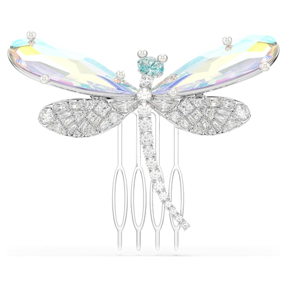 Broche et accessoire pour cheveux Ariana Grande x Swarovski, Perle de cristal, Tailles variées, Libellule, Blanche, Métal rhodié - Swarovski, 5749193