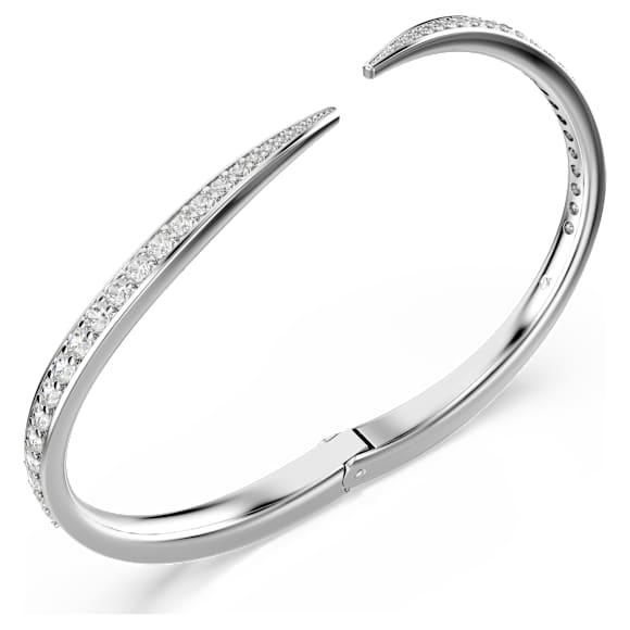 Bransoletka typu bangle Vienna, Szlif okrągły, Łabędź, Biała, Powłoka z rodu - Swarovski, 5749200