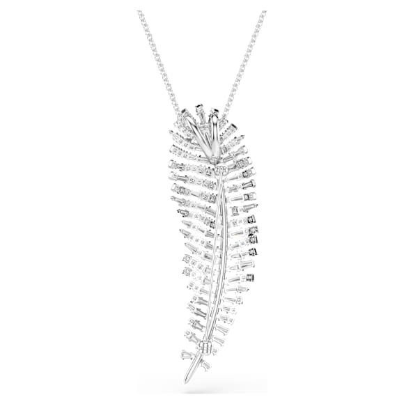 Pendente e spilla Vienna, Taglio misto, Piuma, Bianchi, Placcato rodio - Swarovski, 5749209
