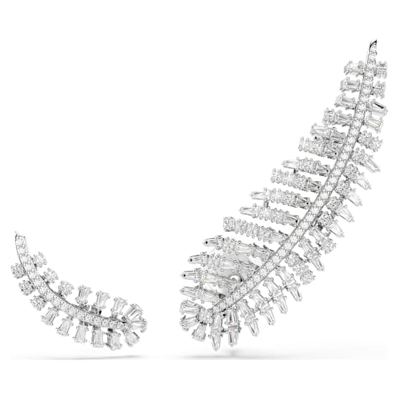 Vienna Ohrringe, Verschiedene Schliffe, Feder, Weiß, Rhodiniert - Swarovski, 5749211