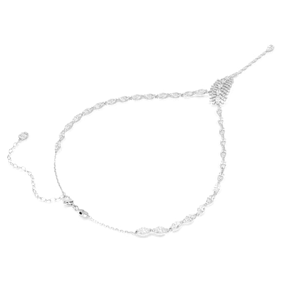 Colier în Y Vienna, Tăieturi mixte, Pană, Alb, Placat cu rodiu - Swarovski, 5749265