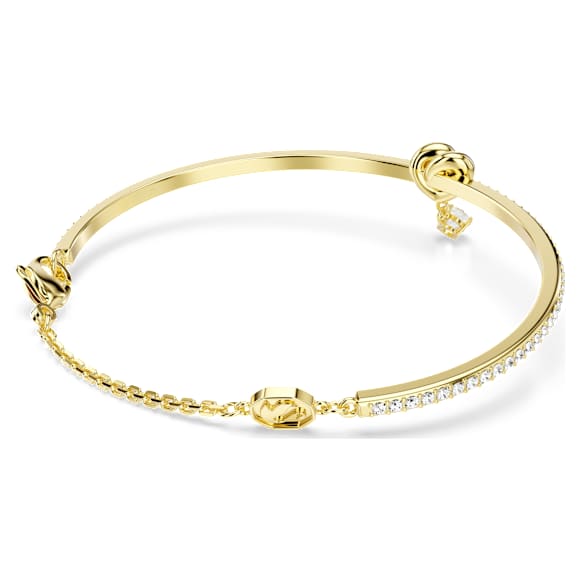 Lifelong 뱅글, 라운드 컷, 하트, 화이트, 18K 골드 피니시 - Swarovski, 5749269