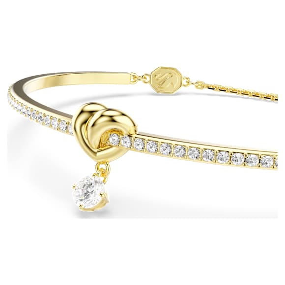 Lifelong bangle, Round cut, Heart, White, Gold-tone plated - Swarovski, 5749269