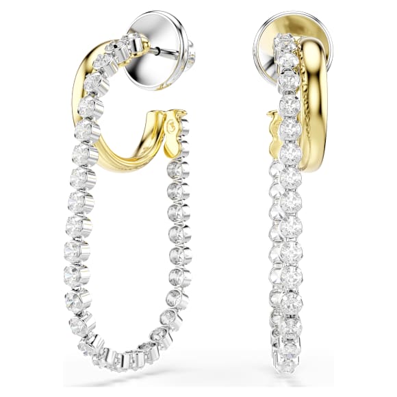 Náušnice Hyperbola, Kulatý výbrus, Bílá, Povrchová úprava použitím směsi kovů - Swarovski, 5749366