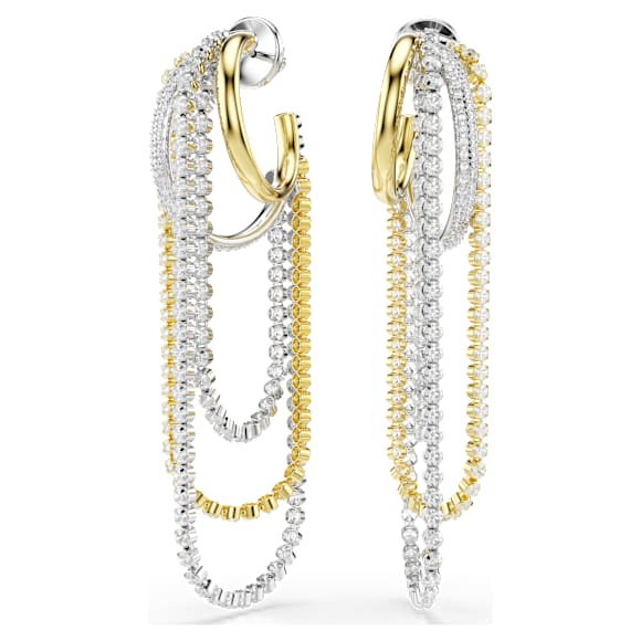 Hyperbola fülbevalók, Rétegezett, Körmetszés, Fehér, Kevertfém-felület - Swarovski, 5749368
