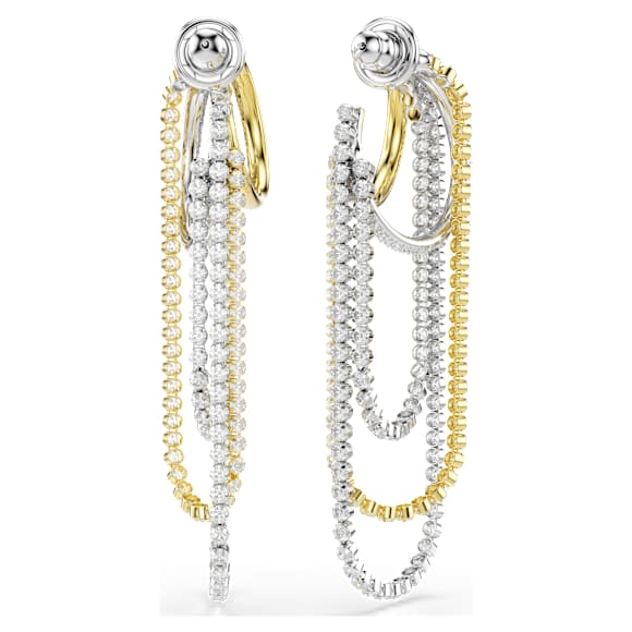 Hyperbola 穿孔耳環, 層次排列，圓形切割, 白色, 多種金屬潤飾 - Swarovski, 5749368