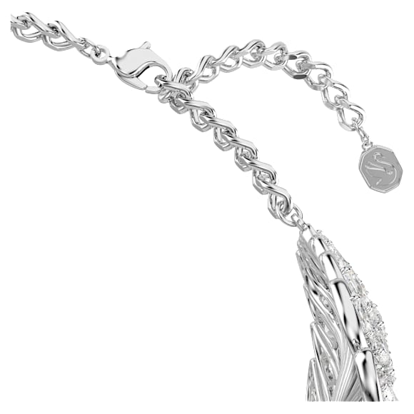 Vienna choker, Verschillende slijpvormen, Veer, Wit, Rodium toplaag - Swarovski, 5749377