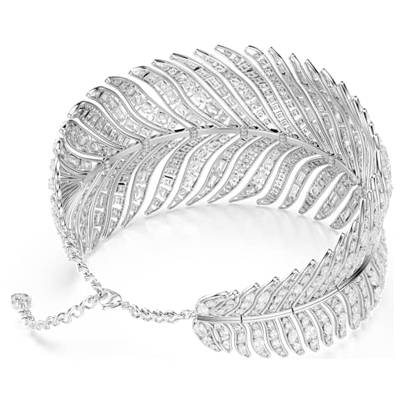 Gargantilha Vienna, Combinação de lapidações, Pena, Branca, Lacado a ródio - Swarovski, 5749377