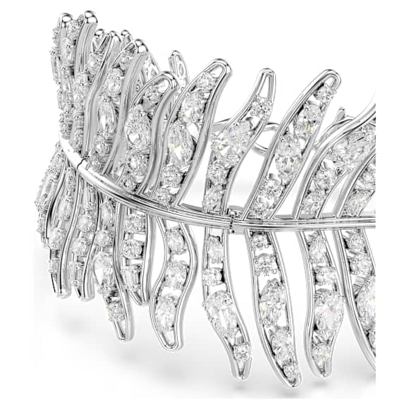 Pulsera Vienna, Tallas mixtas, Pluma, Blanca, Baño de rodio - Swarovski, 5749378