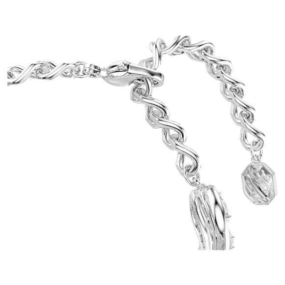 Brățară Vienna, Tăieturi mixte, Pană, Alb, Placat cu rodiu - Swarovski, 5749378