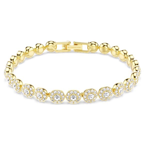 Una Angelic สร้อยข้อมือ, เจียระไนทรงกลม, ขาว, เคลือบโทนสีทอง - Swarovski, 5749386