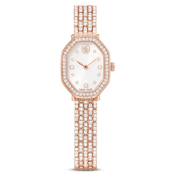 Hodinky Dextera octagon, Vyrobeno ve Švýcarsku, Kovový náramek, Odstín růžového zlata, Povrchová úprava v růžovozlatém odstínu - Swarovski, 5749449