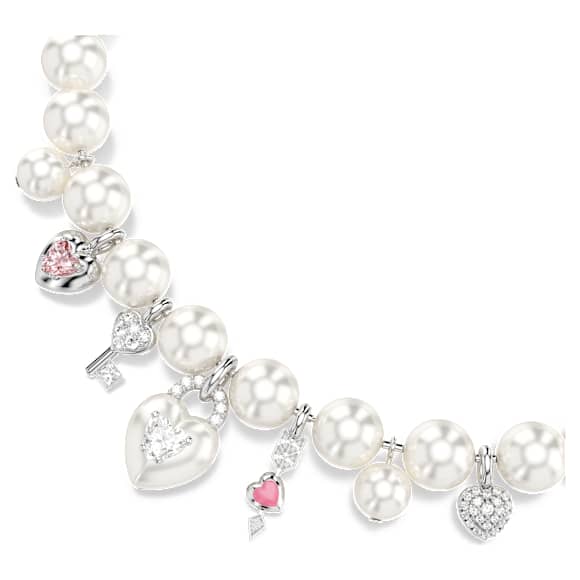 Collier Idyllia, Perle de cristal, Tailles variées, Blanc, Métal rhodié - Swarovski, 5749601