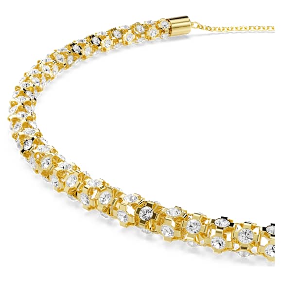 Dextera necklace, Round cut, White, 18K gold finish - Swarovski, 5750138