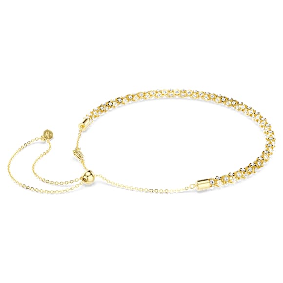 Dextera necklace, Round cut, White, 18K gold finish - Swarovski, 5750138