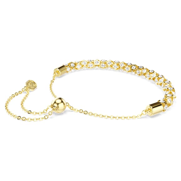 Dextera 手鏈, 圓形切割, 白色, 18K 金飾面 - Swarovski, 5750170