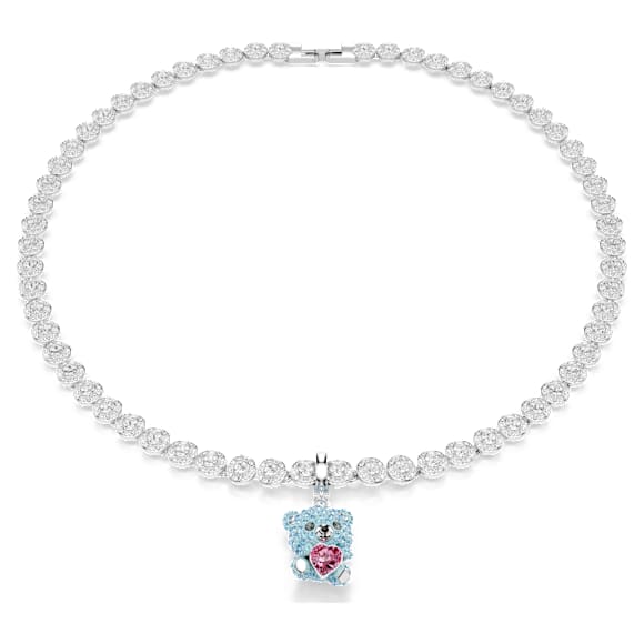 Idyllia dísz, Vegyes metszés, Medve, Kék, Ródium bevonattal - Swarovski, 5750253