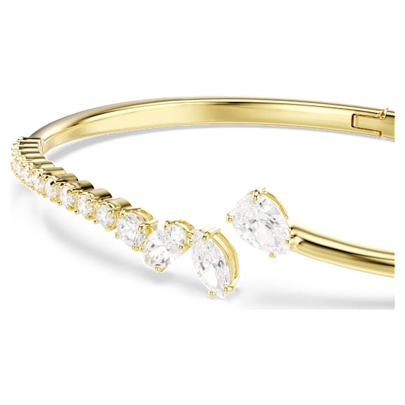 Mesmera bangle, Mixed cuts, White, 18K gold finish - Swarovski, 5750440