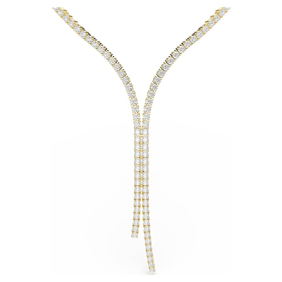 Náhrdelník Y Matrix, Kulatý výbrus, Bílá, Povrchová úprava z 18k zlata - Swarovski, 5750601