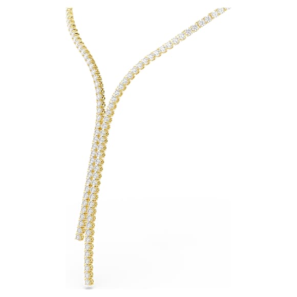 Matrix Y字型ネックレス, ラウンドカット, ホワイト, 18Kゴールドコーティング - Swarovski, 5750601