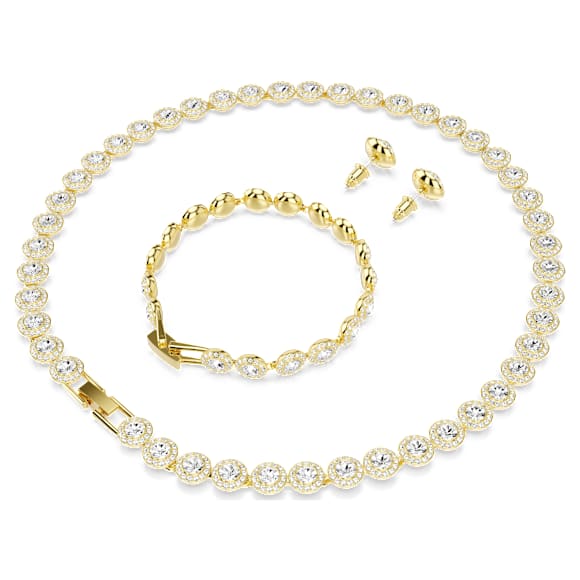 Conjunto Una Angelic, Conjunto (3), Lapidação redonda, Branco, Lacado a dourado - Swarovski, 5750619