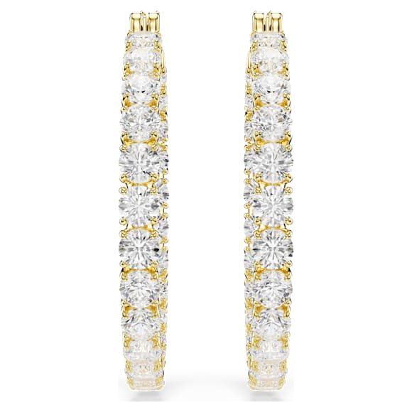 Anneaux d'oreilles Matrix, Taille ronde, Blanches, Placage de ton or - Swarovski, 5750620