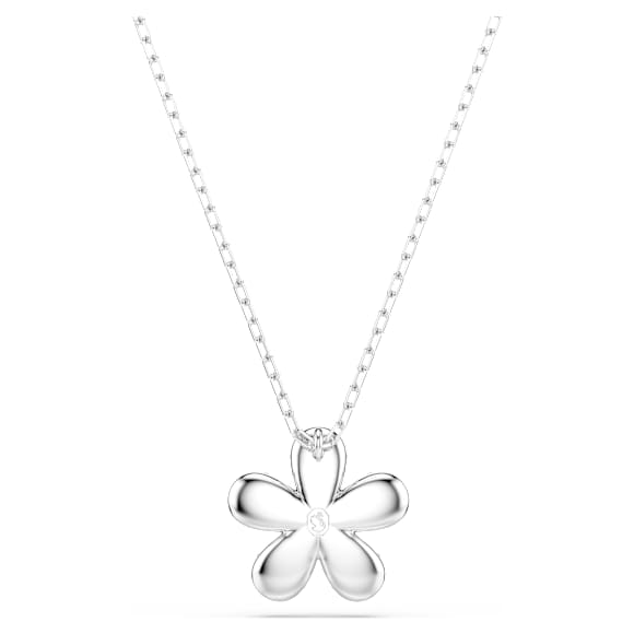 Tough pendant, Pavé, Flower, White, Mixed metal finish | Swarovski