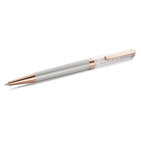Crystalline ballpoint pen, Gray, Gray lacquered, Rose gold-tone plated - Swarovski, 5751089