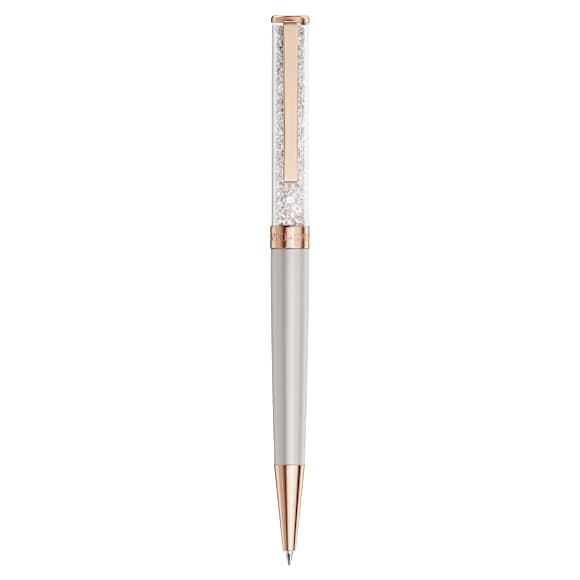 Stylo à bille Crystalline, Gris, Laqué gris, placage de ton or rose - Swarovski, 5751089