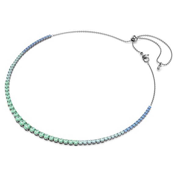 Matrix ketting, Kleurverloop van Ronde slijpvormen, Meerkleurig, Ruthenium toplaag - Swarovski, 5751192