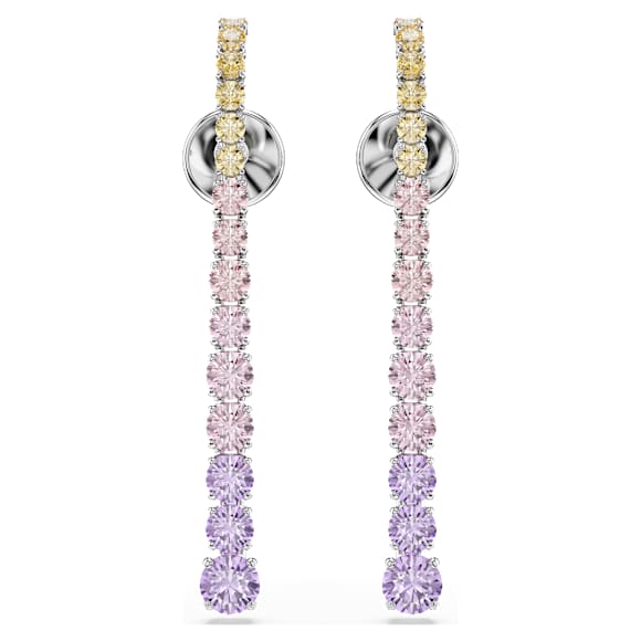 Długie kolczyki Matrix, Stopniowane szlify okrągłe, Różnokolorowe, Powłoka z rodu - Swarovski, 5751195