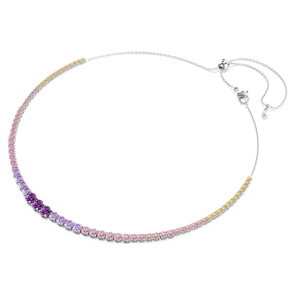 Collier Tennis Matrix, Dégradé de tailles rondes, Multicolore, Métal rhodié - Swarovski, 5751196