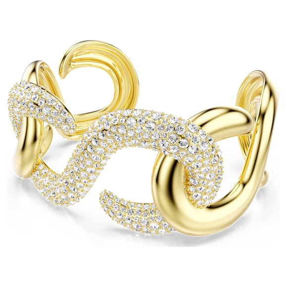 Dextera กำไลแบบ Cuff, เจียระไนทรงกลม, ขาว, เคลือบโทนสีทอง - Swarovski, 5751214