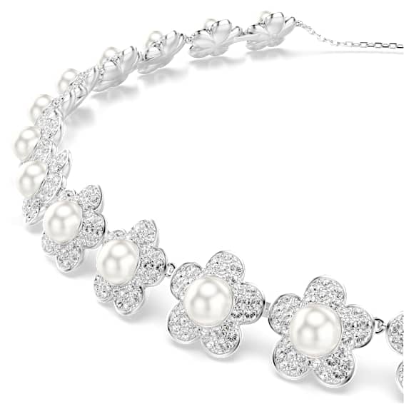 Gargantilha Ariana Grande x Swarovski, Crystal Pearl, Lapidação redonda, Branca, Lacado a ródio - Swarovski, 5751250