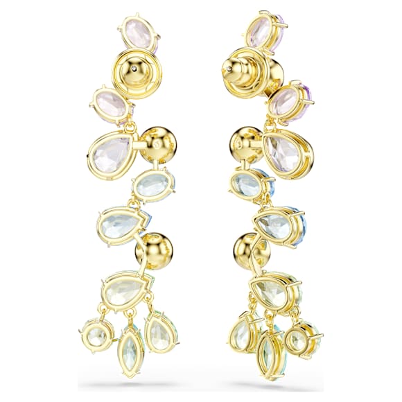 Cercei cu drop Gema, Tăieturi mixte, Candelabru, Lungi, Multicolori, Finisaj din aur de 18k - Swarovski, 5751294