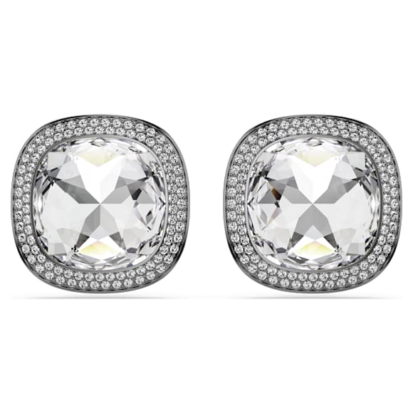 Una Angelic 夾式耳環, 枕形切割, 白色, 鍍黑鉻色 - Swarovski, 5751325