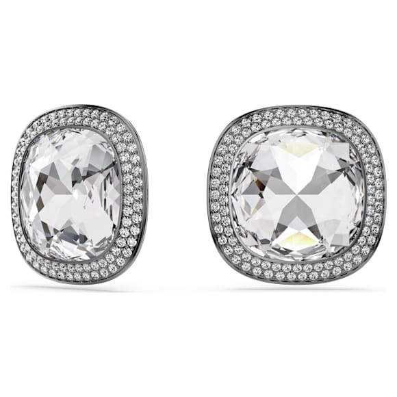 Una Angelic Klipsli Küpeler, Yastık kesim, Beyaz, Rutenyum kaplama - Swarovski, 5751325