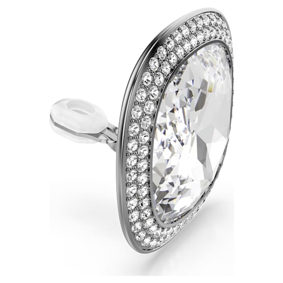 Una Angelic clip earrings, Cushion cut, White, Ruthenium plated - Swarovski, 5751325