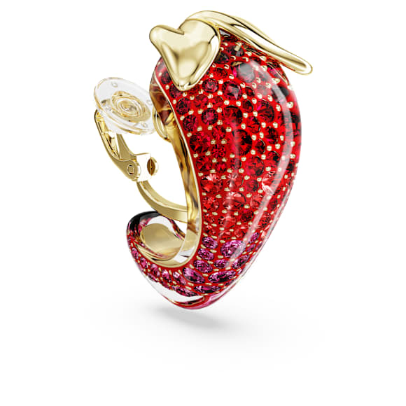 Idyllia clip earrings, Red, 18K gold finish - Swarovski, 5751416