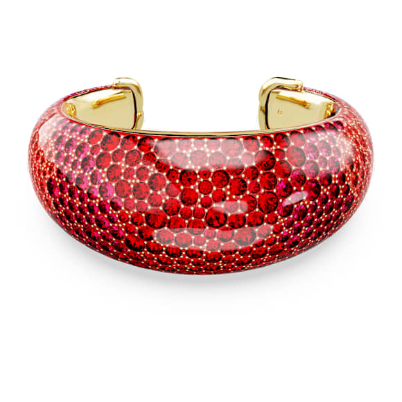 Idyllia 阔手镯, 红色, 金色饰面 - Swarovski, 5751424